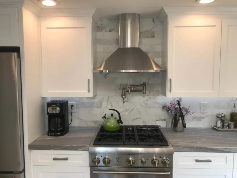 Kitchen remodel with white shaker cabinets and pot filler in South San Jose
